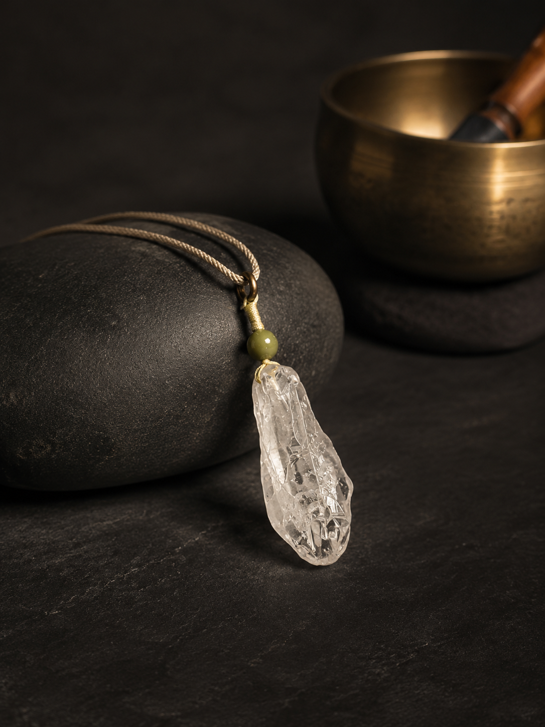 Tibetan Raw Clear Quartz Pendant Necklace Unisex