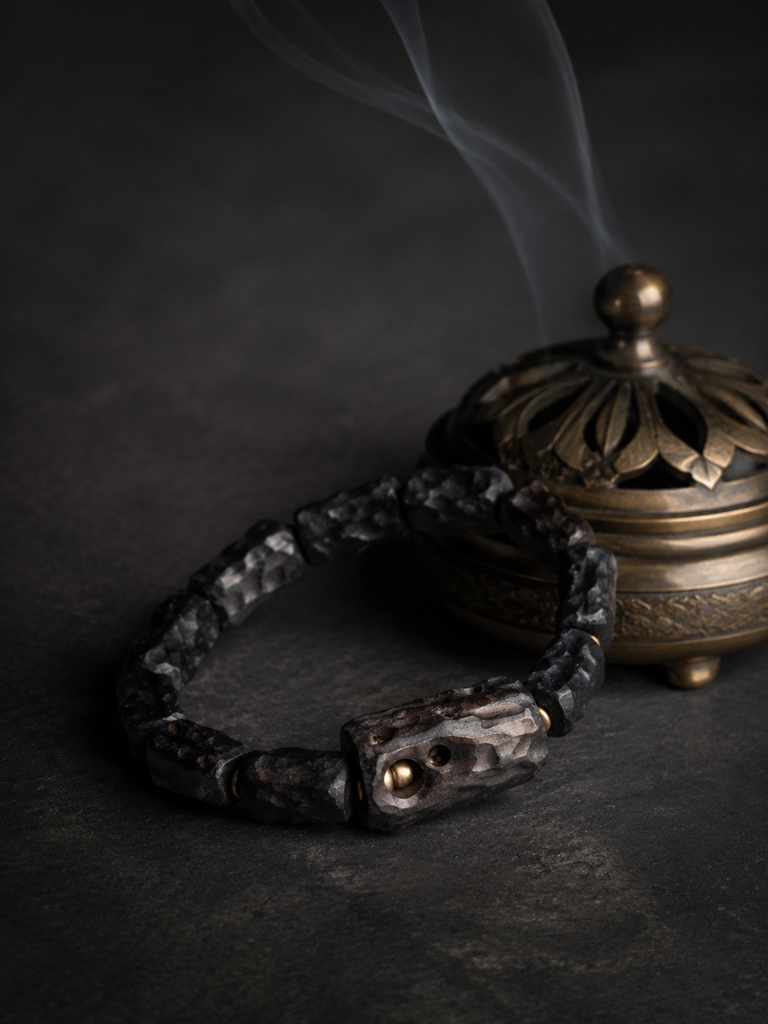 Hand-Carved Vintage Ebony Wood Tibetan Zen Bracelet