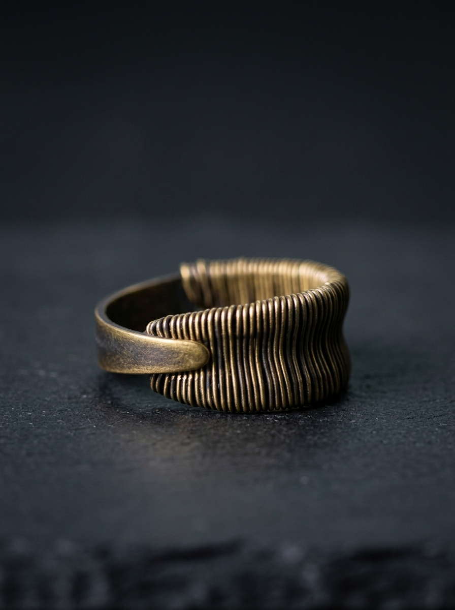 Vintage Tibetan Copper Wire Wrapped Ring, Adjustable
