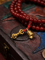 Tibetan Ox-Blood Red 108 Mala Meditation Beads