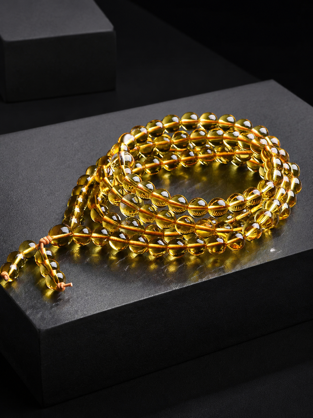 Natural Citrine 108 Mala Bead Wrap Bracelet