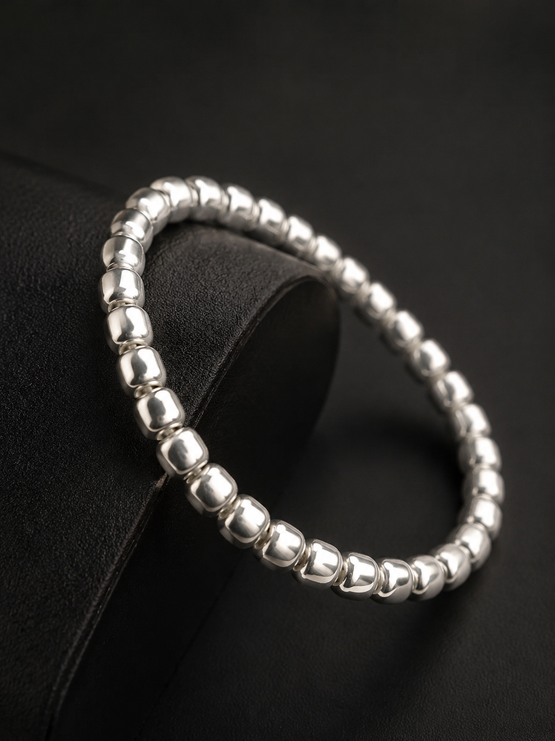 Tibetan 999 Fine Silver Barrel Bead Mala Bracelet