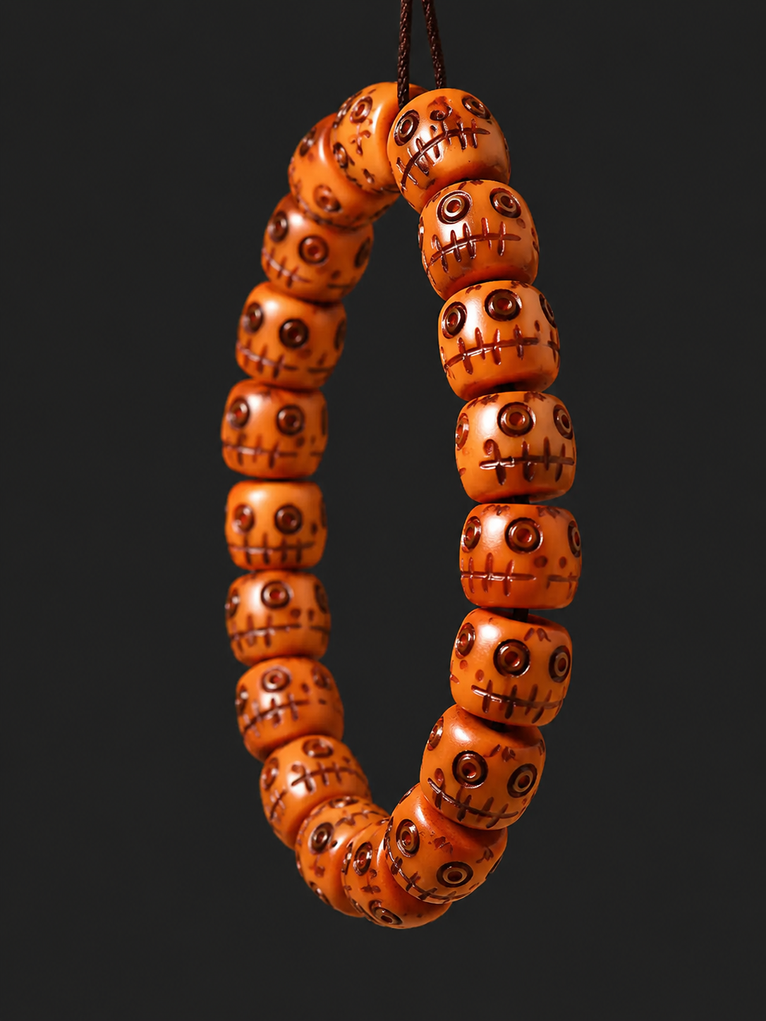 Handmade Tibetan Camel Bone Carved Skull Bracelet