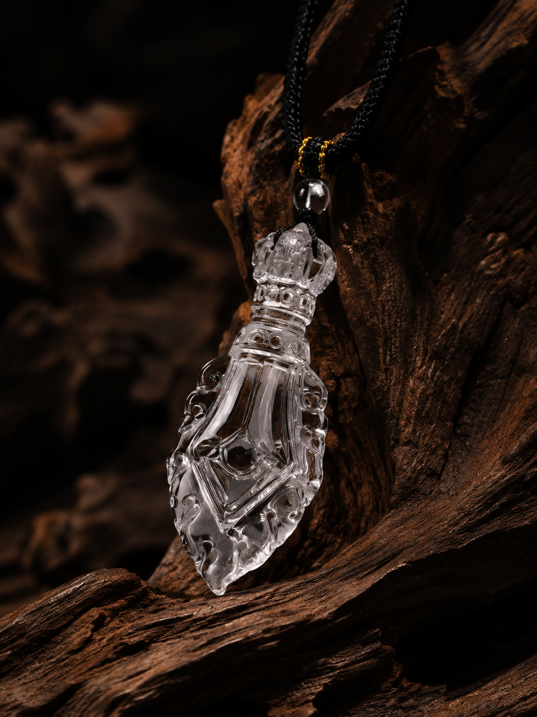 Tibetan Clear Quartz Manjushri Wisdom Sword Pendant