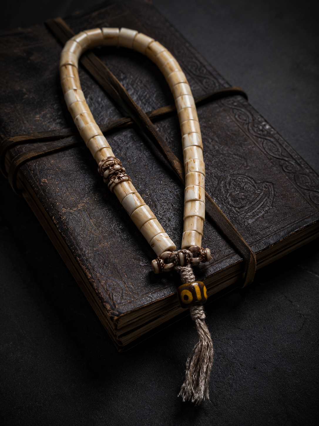 Handcrafted Tibetan Yak Bone & Antler 27-Bead Mala Bracelet