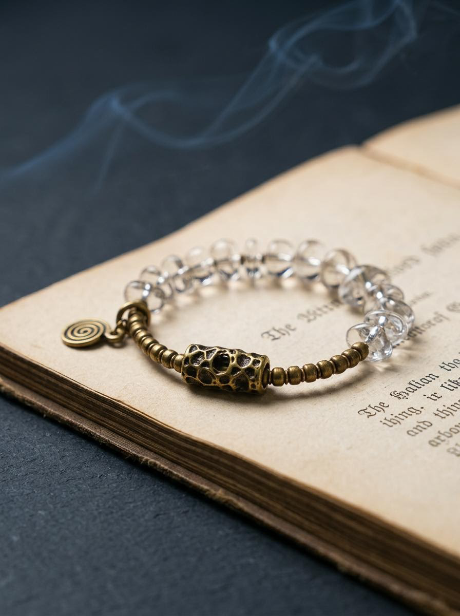 Tibetan Clear Quartz Bracelet - Minimalist Irregular Design