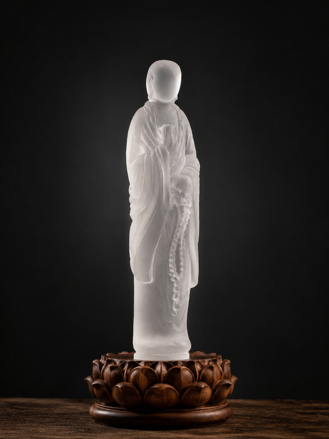 Tibetan Clear Quartz Faceless Buddha & Lotus Base