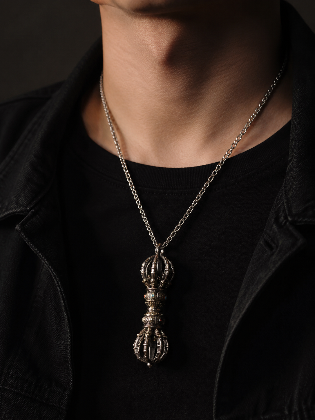 Handcrafted 925 Silver Tibetan Vajra Phurba Necklace