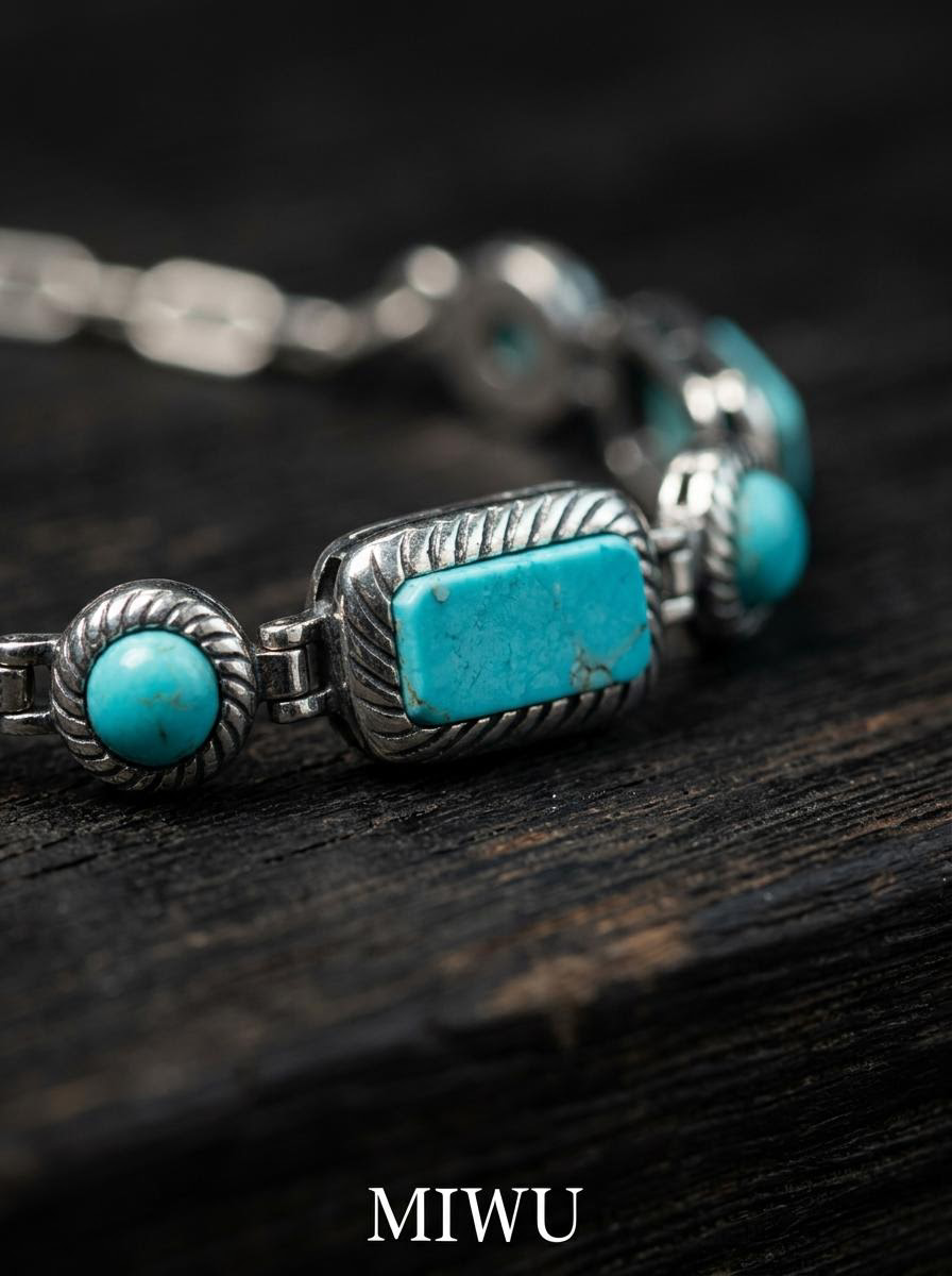 Authentic Tibetan Turquoise & 925 Silver Bracelet