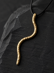 Handmade Hammered Brass Wavy Pendant Necklace Minimalist Artisan Jewelry