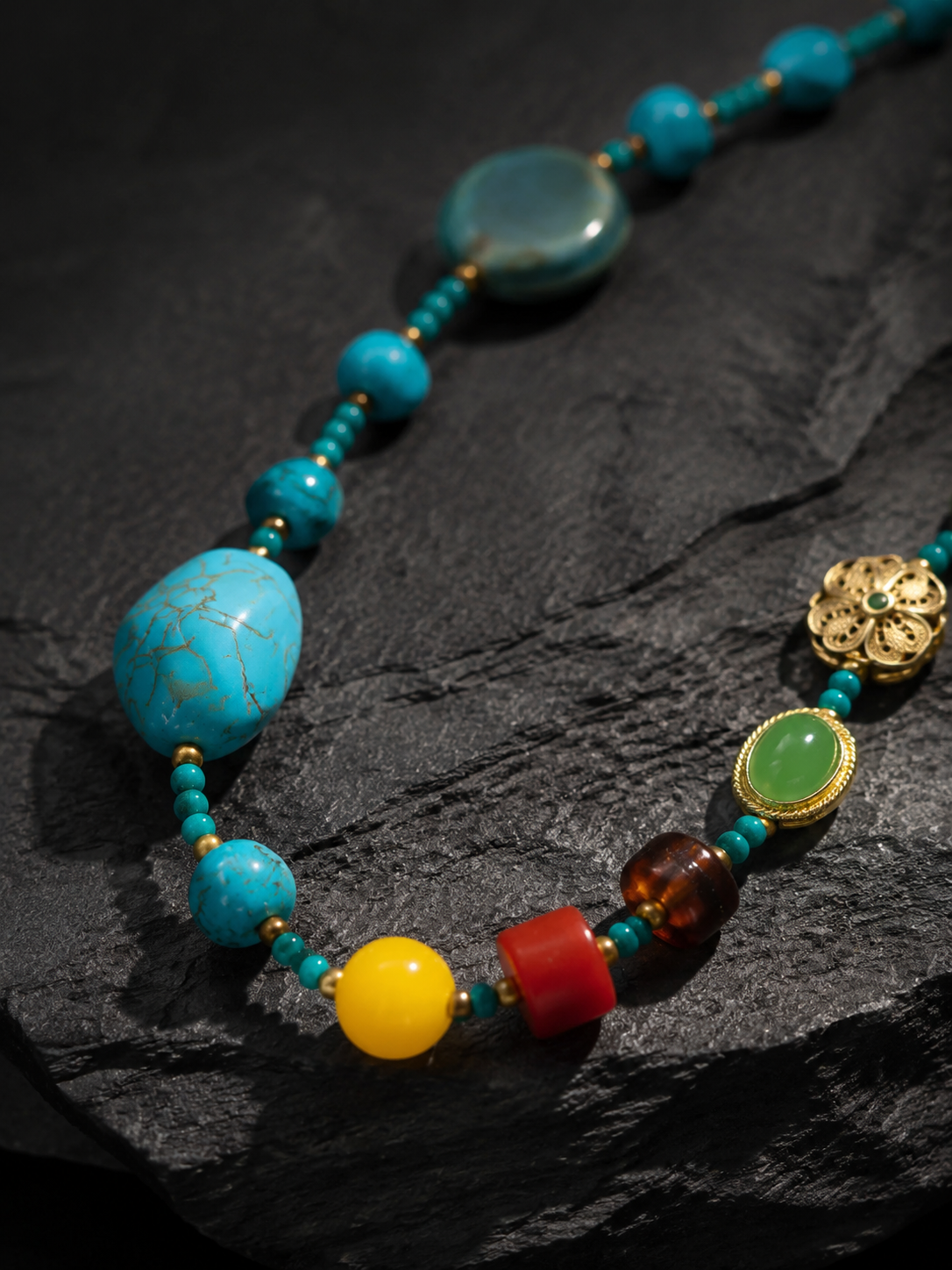 Authentic Tibetan Turquoise Beaded Necklace