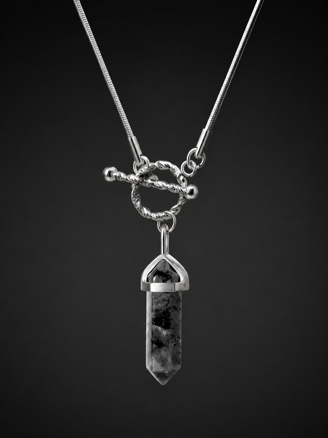 Tibetan Black Healing Crystal Pendant Necklace
