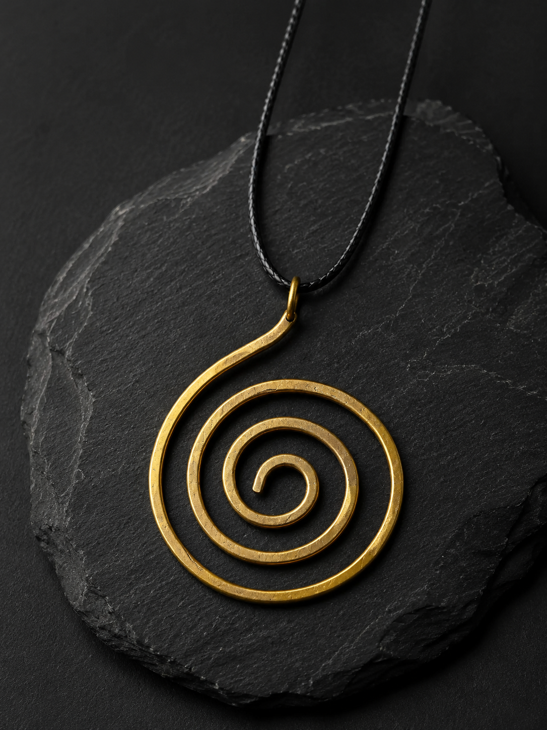 Handmade Brass Spiral Pendant Minimalist Zen Necklace