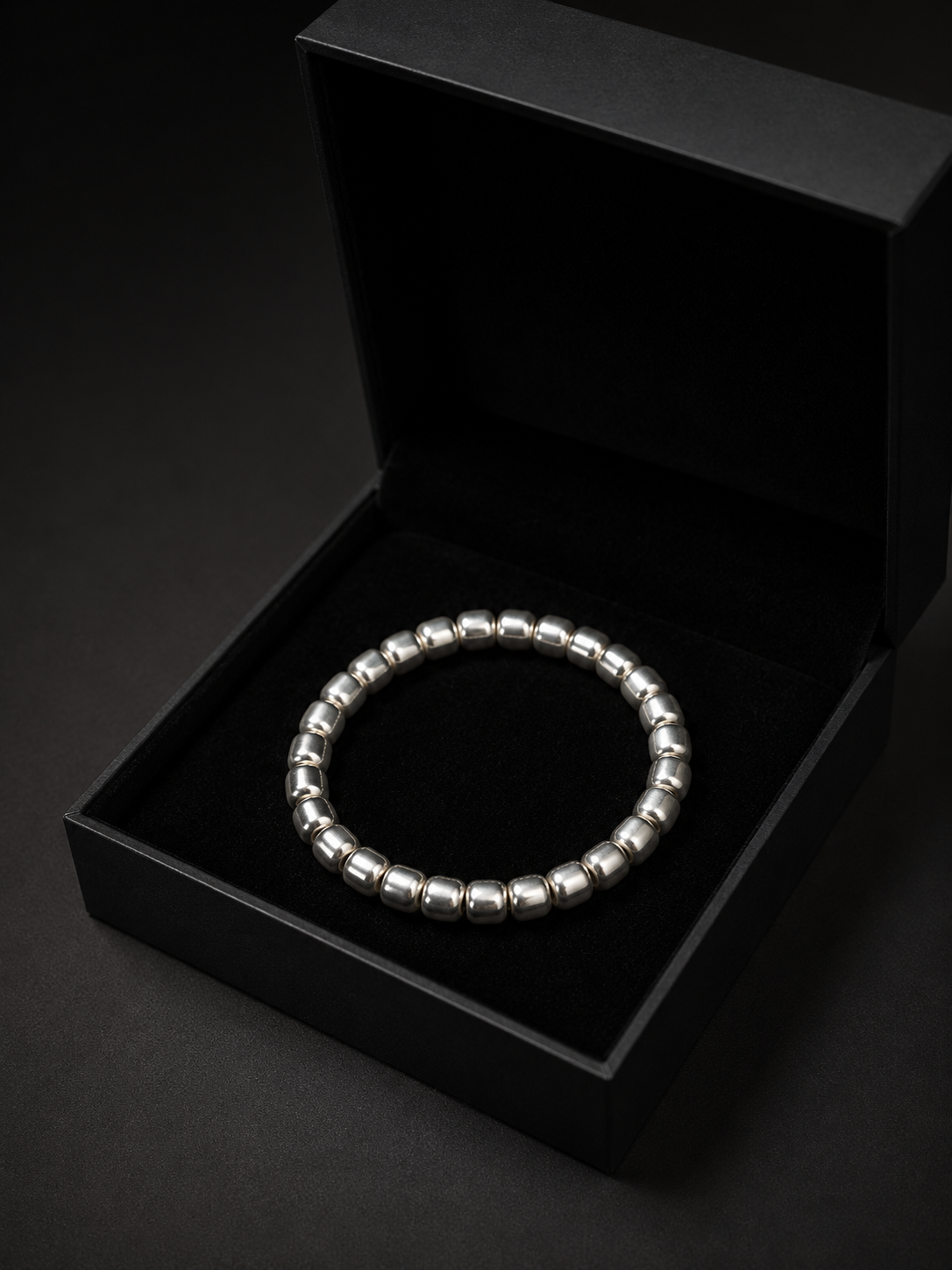 Tibetan 999 Fine Silver Barrel Bead Mala Bracelet