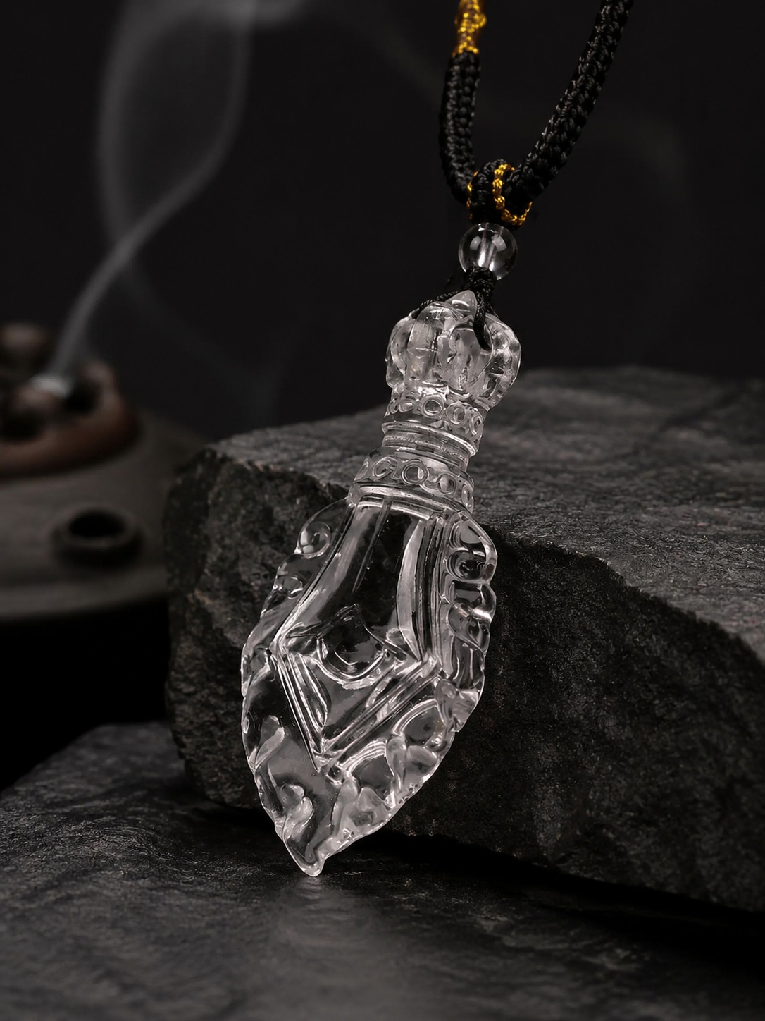Tibetan Clear Quartz Manjushri Wisdom Sword Pendant