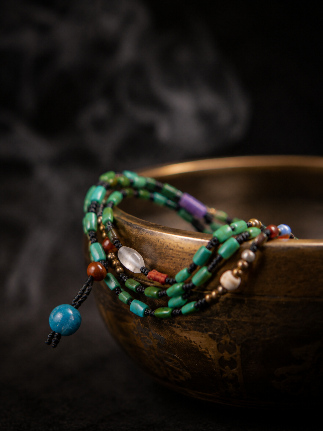 Vintage Tibetan Turquoise Wrap Mala Bracelet