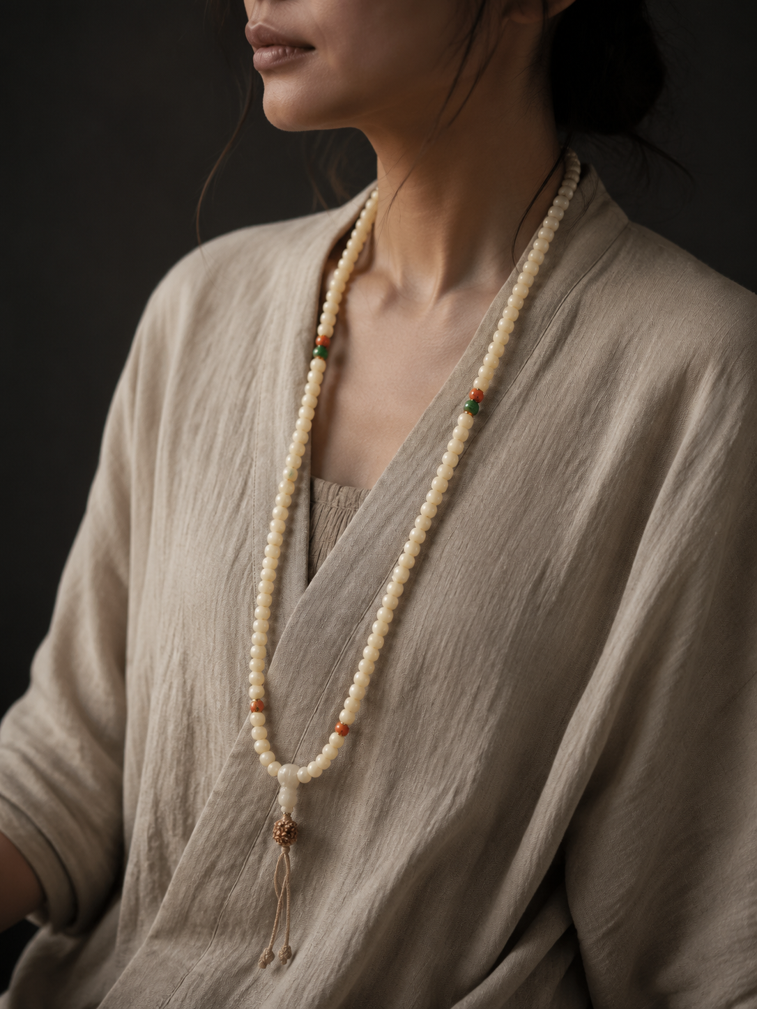 Tibetan Yak Bone 108 Mala Beads Bracelet & Necklace