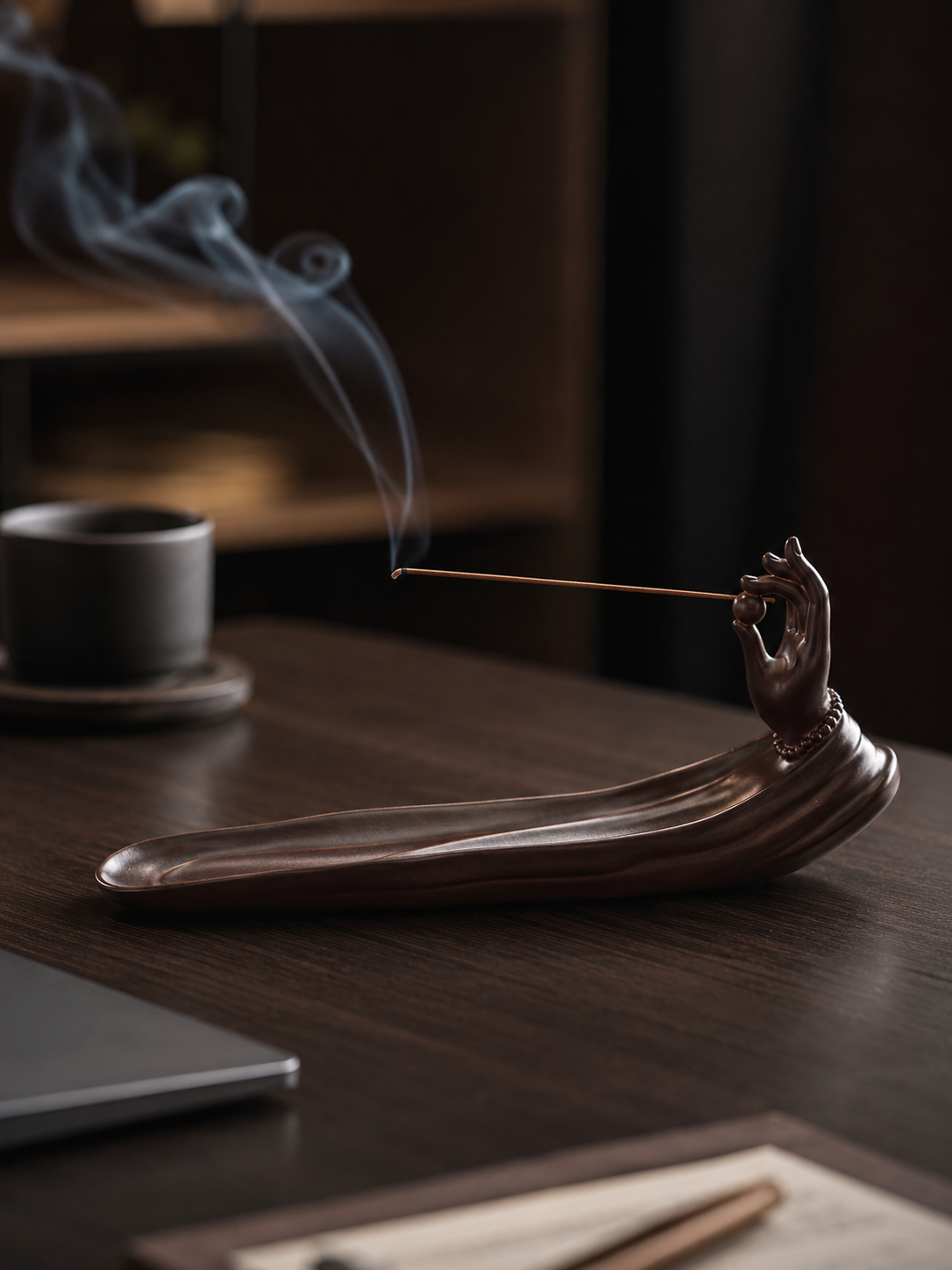 Embossed Ceramic Incense Holder for Tibetan Meditation