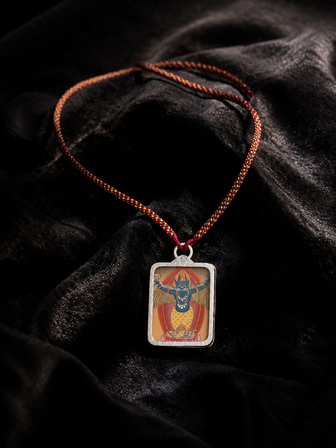 Hand-Painted Tibetan Thangka Amulet Necklace
