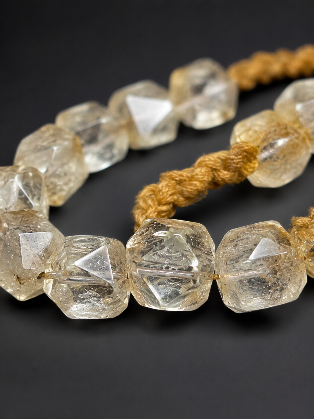 Vintage Faceted Clear Quartz Tibetan Necklace