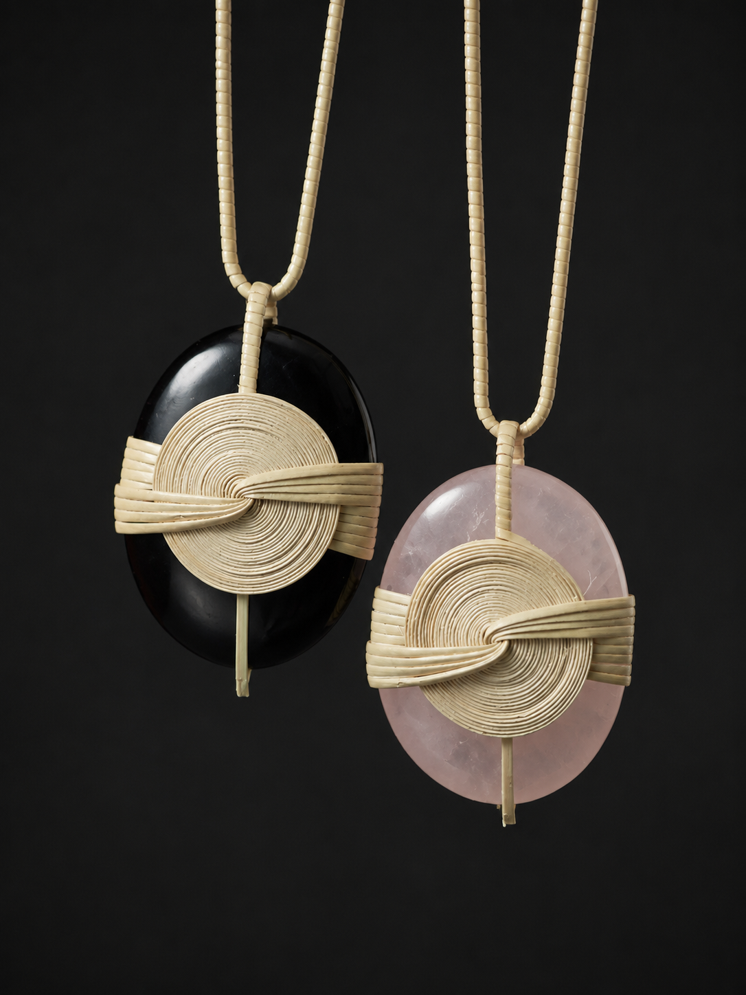 Handmade Tibetan Rattan Woven Crystal Pendant Necklace