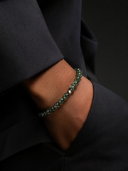 Unisex Green Phantom Quartz & 925 Silver Bracelet