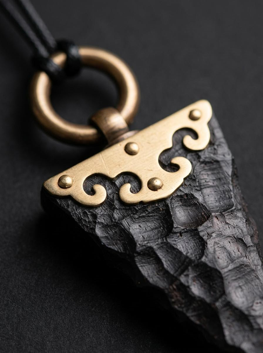 Handmade Tibetan Ebony Wood Pendant Necklace