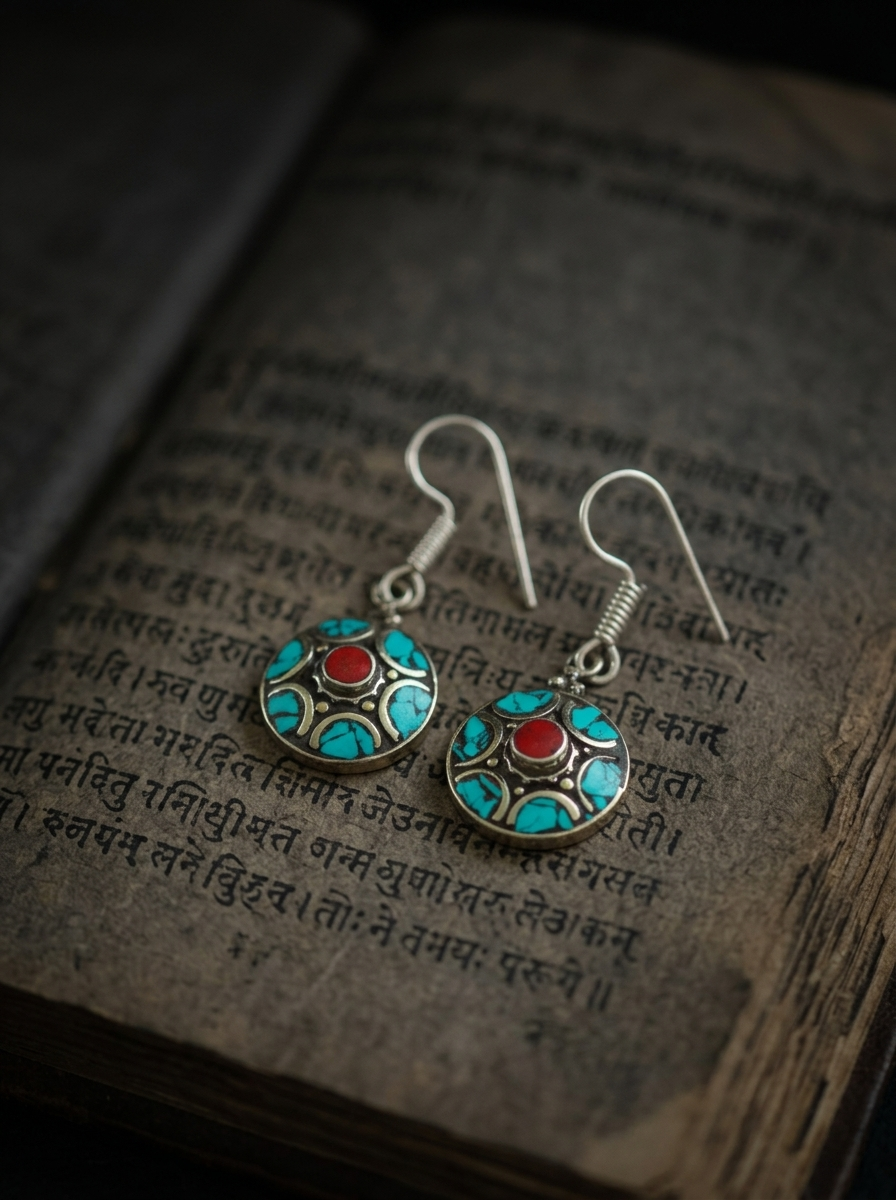 Authentic Tibetan Turquoise Boho Drop Earrings