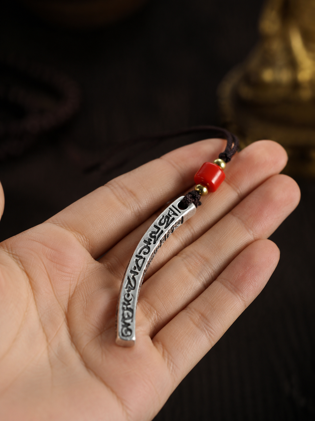 Tibetan Silver Om Mani Padme Hum Pendant Charm
