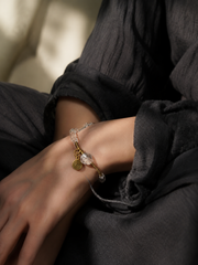 Vintage Tibetan Clear Quartz & Brass Bracelet