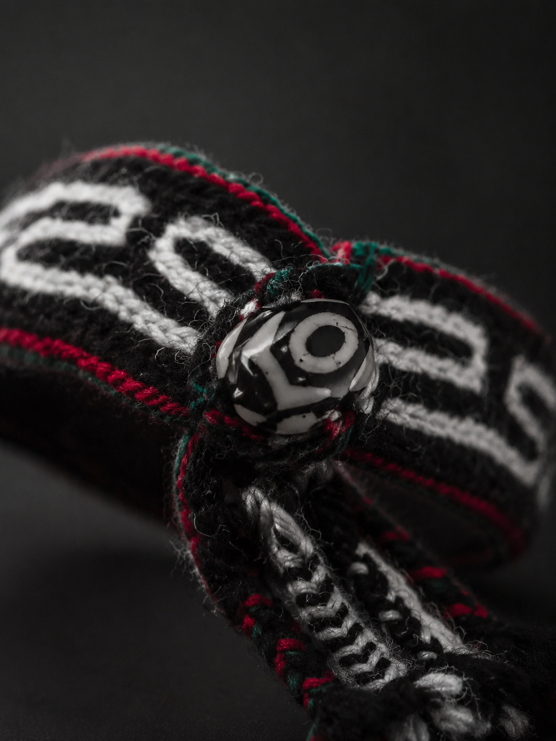 Hand-Woven Tibetan Wool Bracelet with Dzi Bead