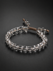 Adjustable Tibetan Clear Quartz Barrel Bead Bracelet