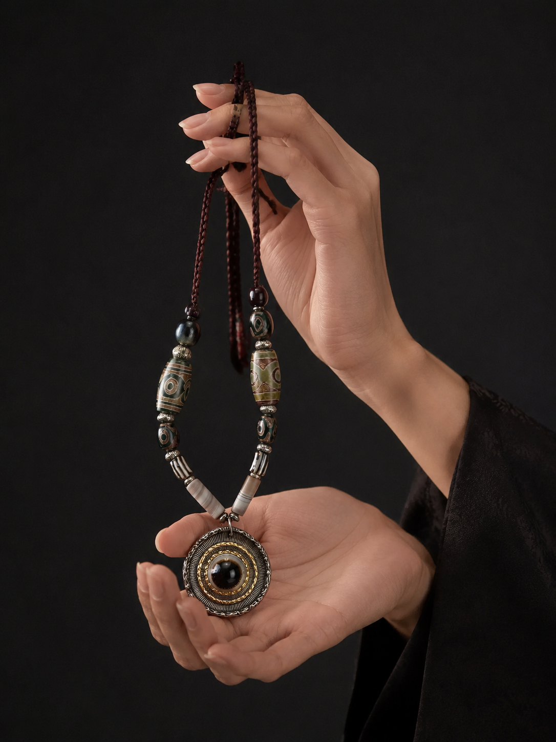 Tibetan Agate Dzi Bead Healing Necklace