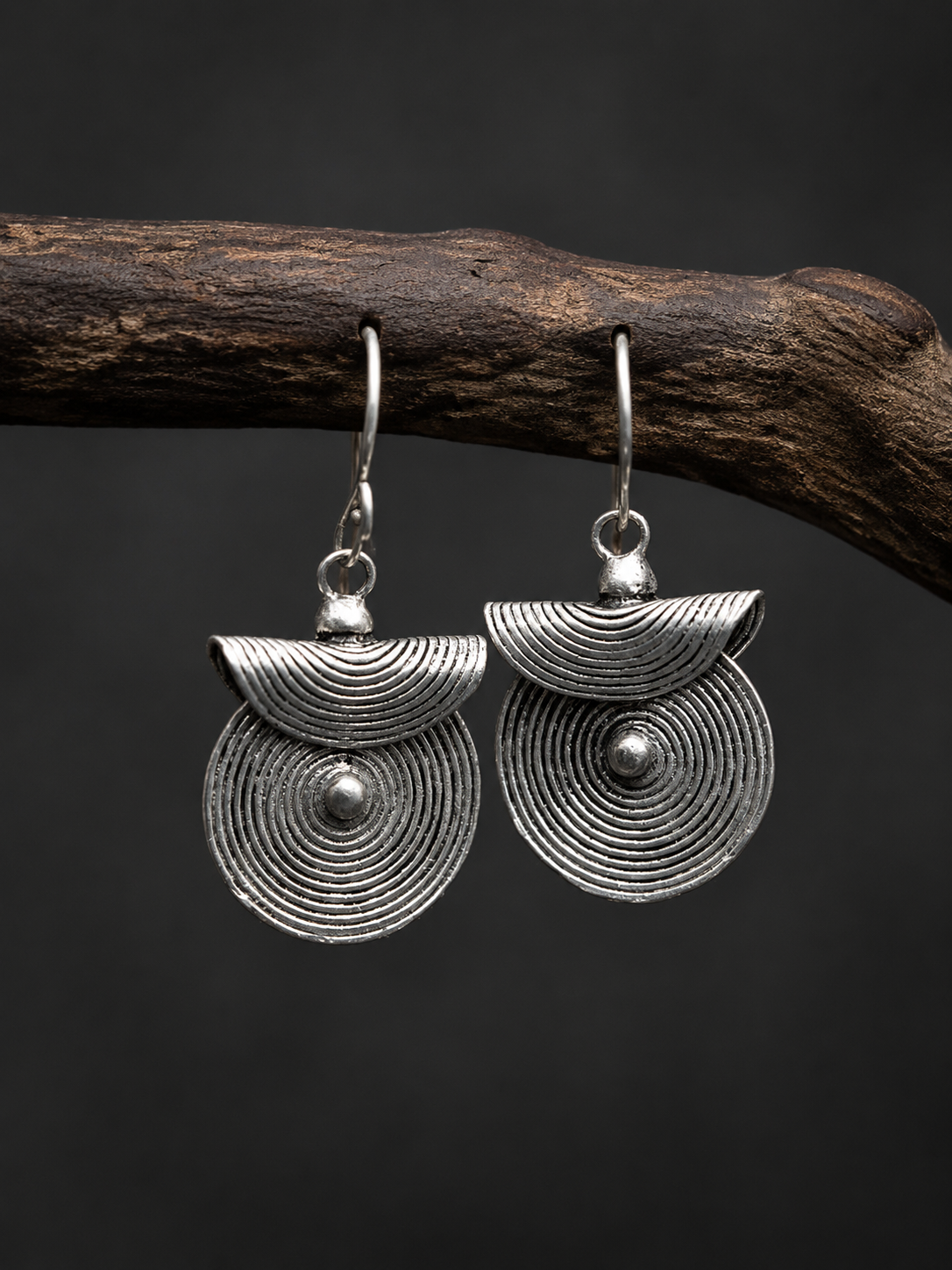 Handmade Vintage Tibetan Silver Spiral Drop Earrings