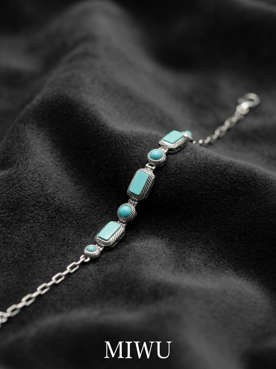 Authentic Tibetan Turquoise & 925 Silver Bracelet