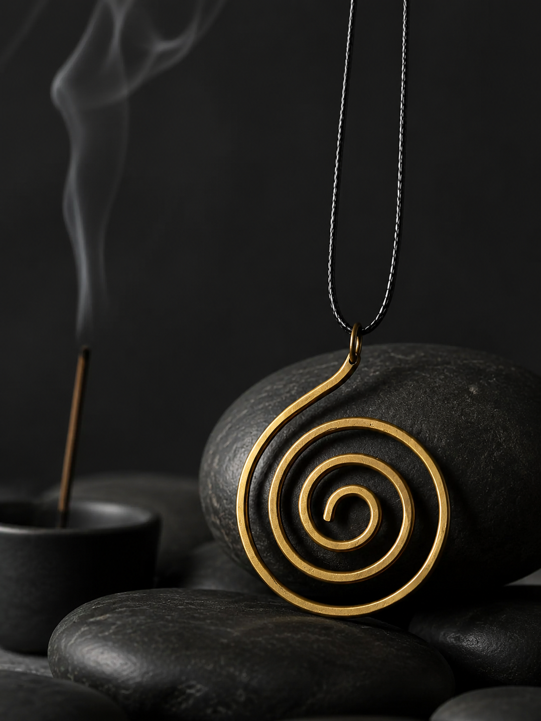 Handmade Brass Spiral Pendant Minimalist Zen Necklace