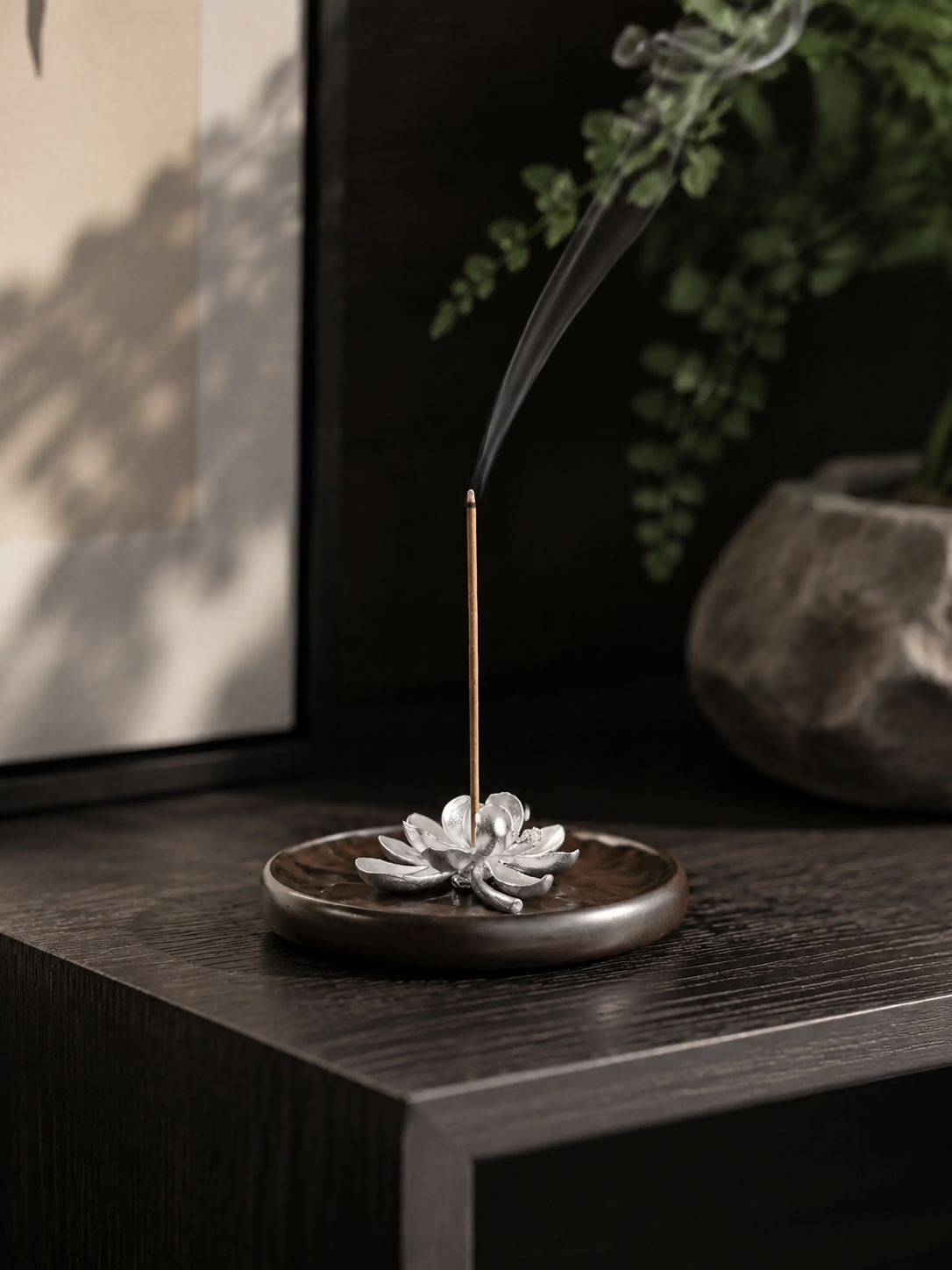 Tibetan Zen Pure Tin Lotus Incense Holder