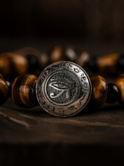Vintage Tiger Eye & Obsidian Men's Double-Layer Horus Bracelet