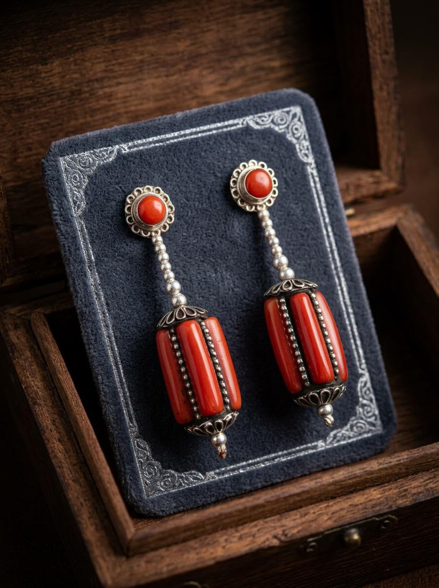 Vintage Handmade Tibetan Drop Earrings