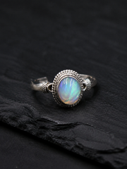 Vintage 925 Silver Fire Opal Adjustable Ring
