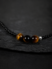 Handmade Tibetan Black Agate & Tiger Eye Choker Necklace