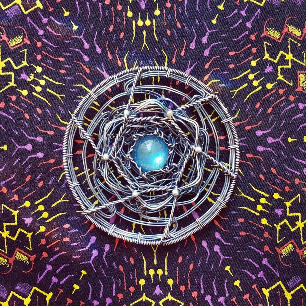 Healing Energy Mandala Crystal Quartz Silver NecklaceNecklace