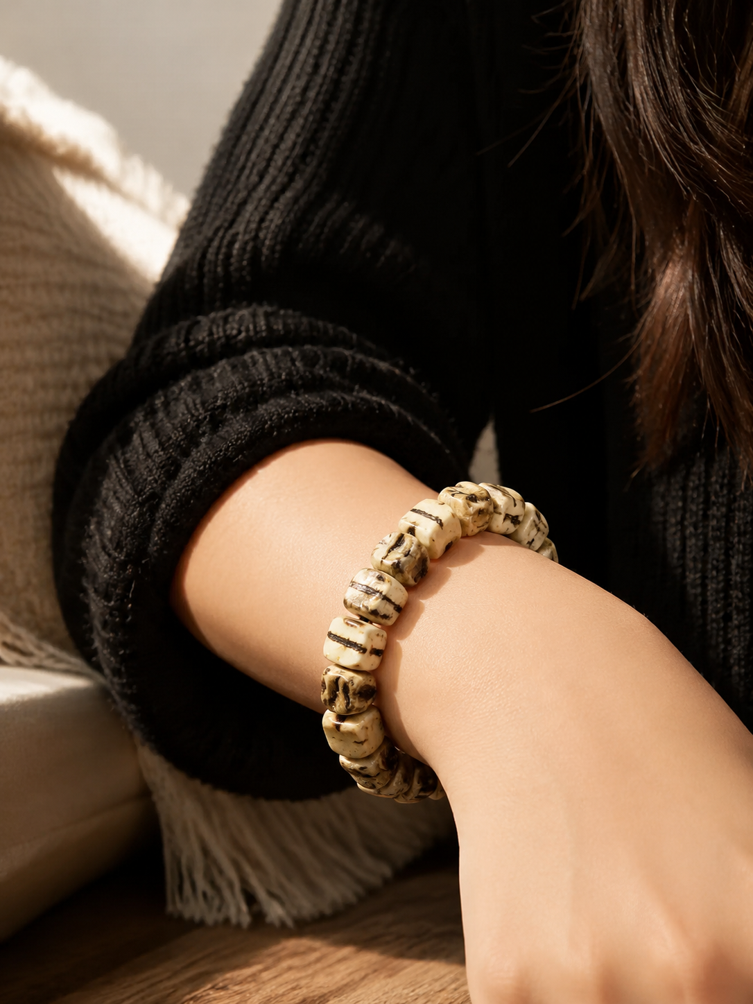 Vintage Tibetan Yak Bone Chunky Bead Bracelet