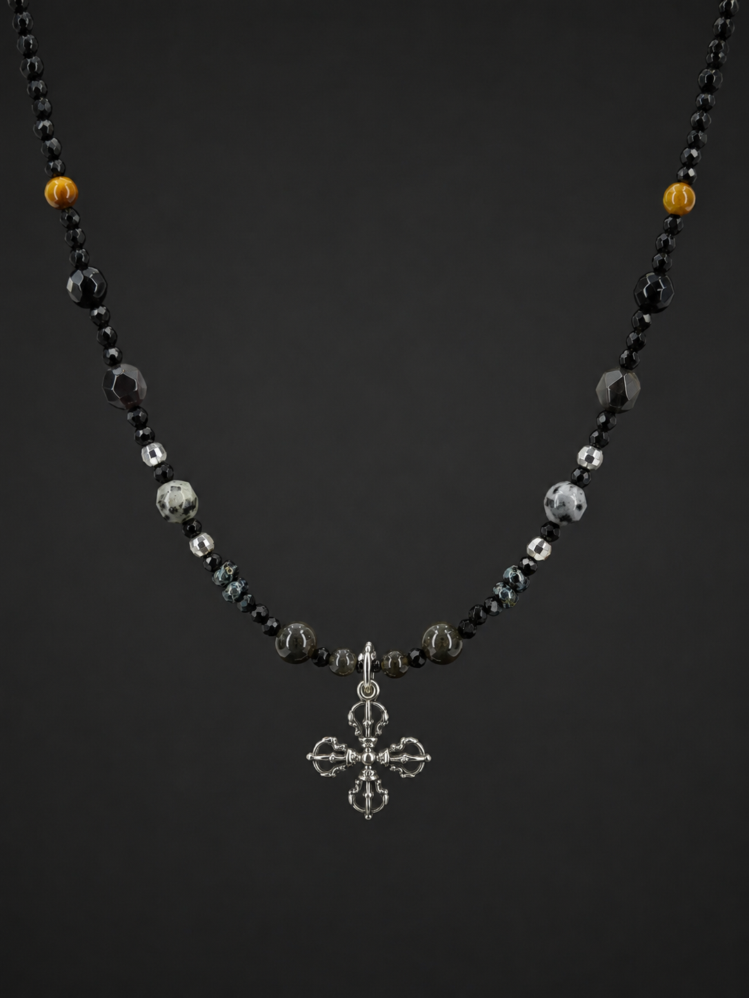 Vintage 925 Silver Crossed Vajra Tibetan Necklace