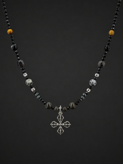 Vintage 925 Silver Crossed Vajra Tibetan Necklace