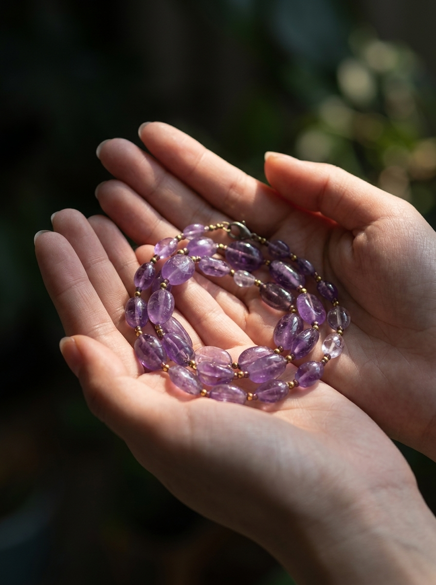 Himalayan Artisan Raw Amethyst Crystal Necklace
