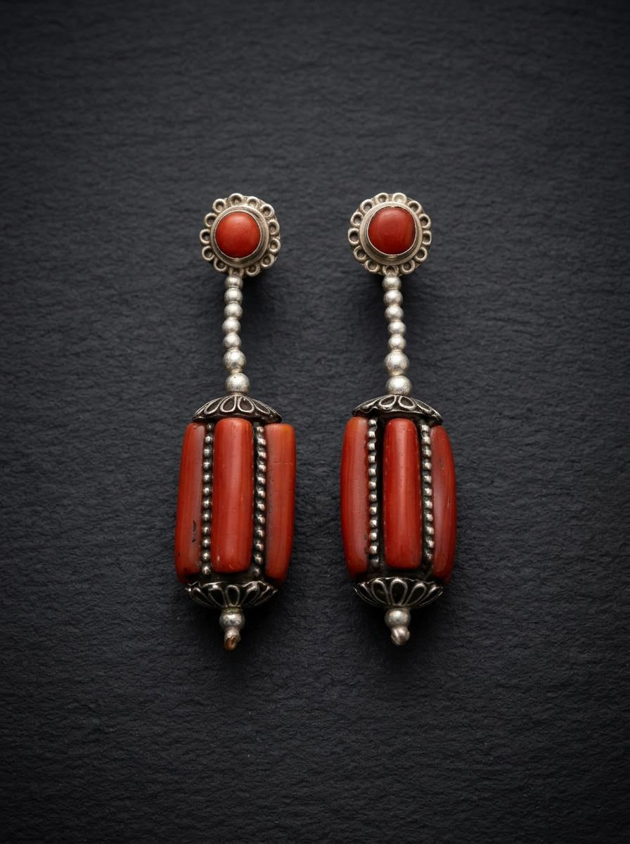 Vintage Handmade Tibetan Drop Earrings