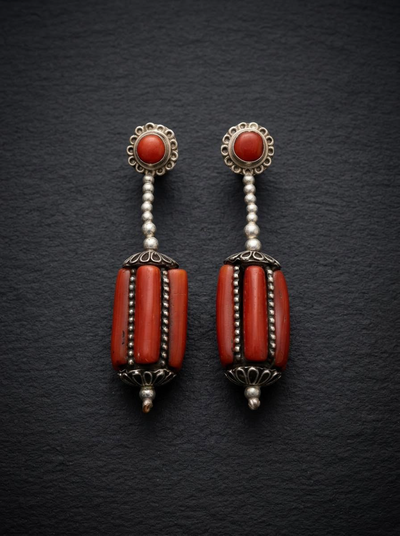 Vintage Handmade Tibetan Drop Earrings