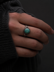 Vintage Tibetan Turquoise 925 Silver Adjustable Ring