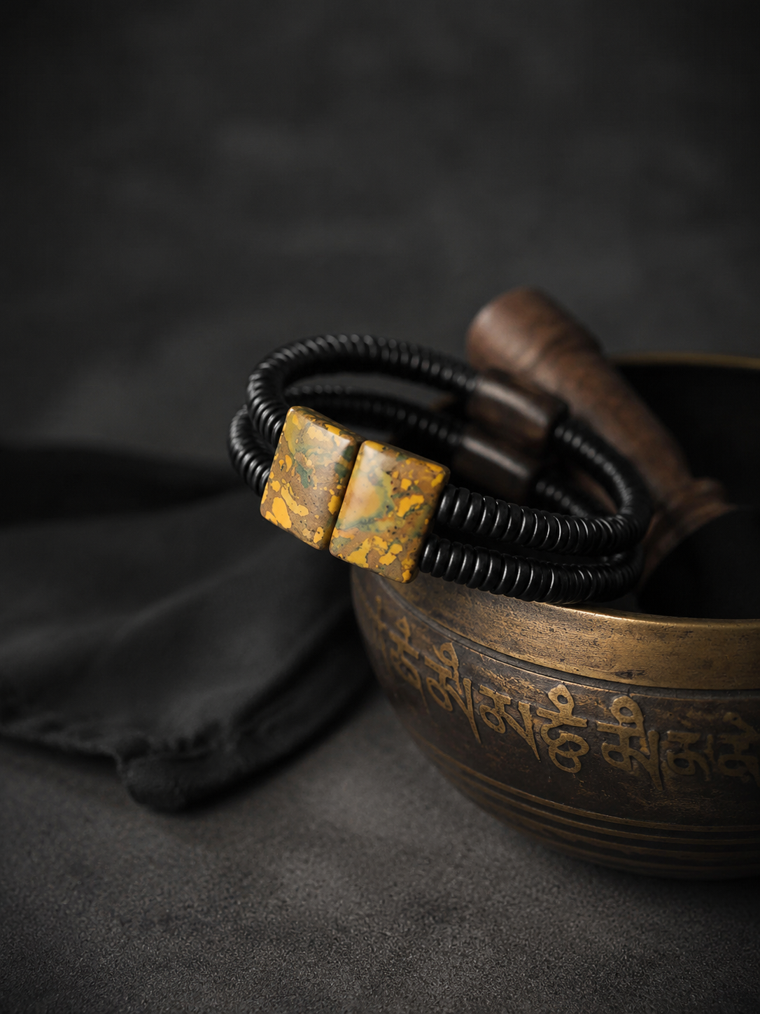 Vintage Tibetan Agate Stone Double Wrap Bracelet